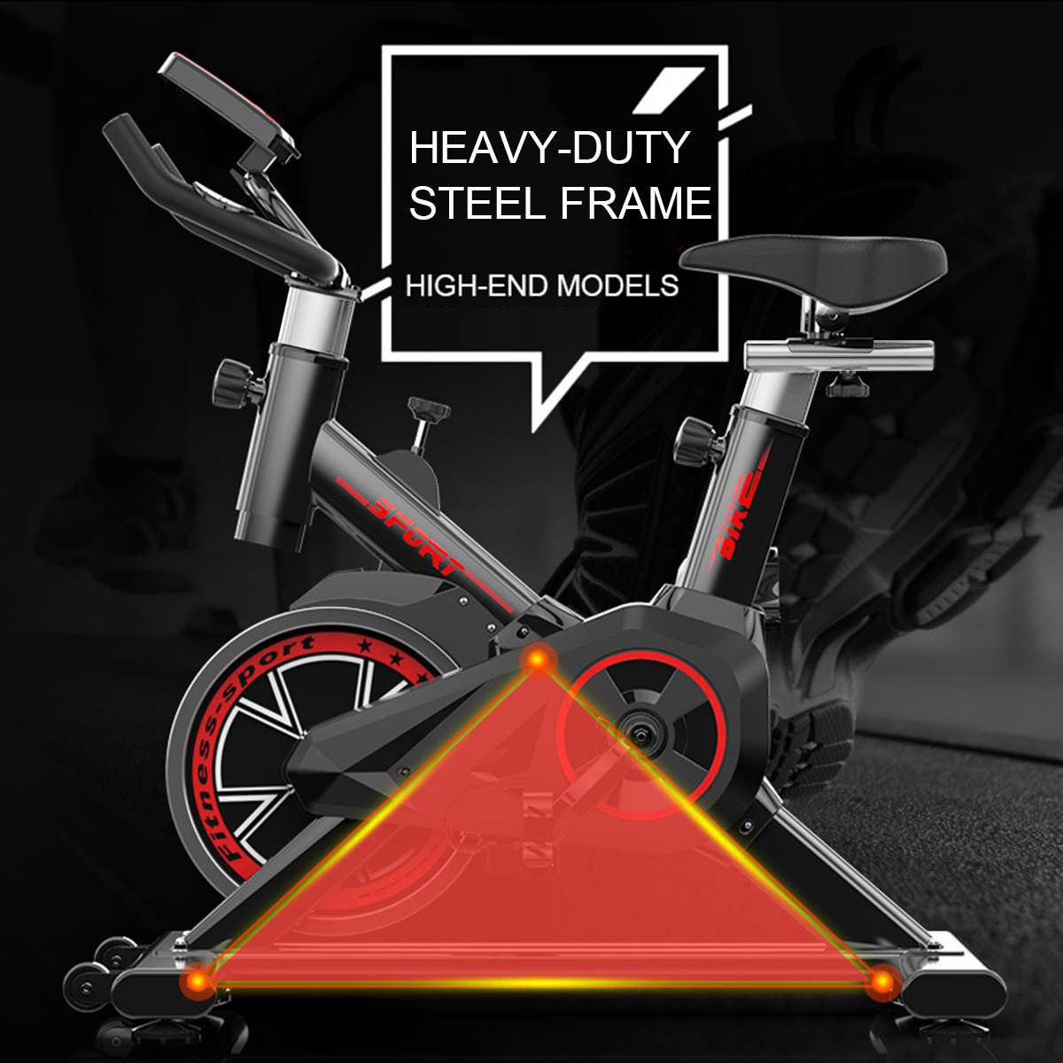 SmartSpinBike Μηχανικό Ποδήλατο Γυμναστικής με Δίσκο 4kg, Ρυθμιζόμενη Αντίσταση, Αισθητήρα Καρδιακών Παλμών, Οθόνη με Μέτρηση Θερμιδών, Απόστασης, Χρόνου, Ταχύτητας